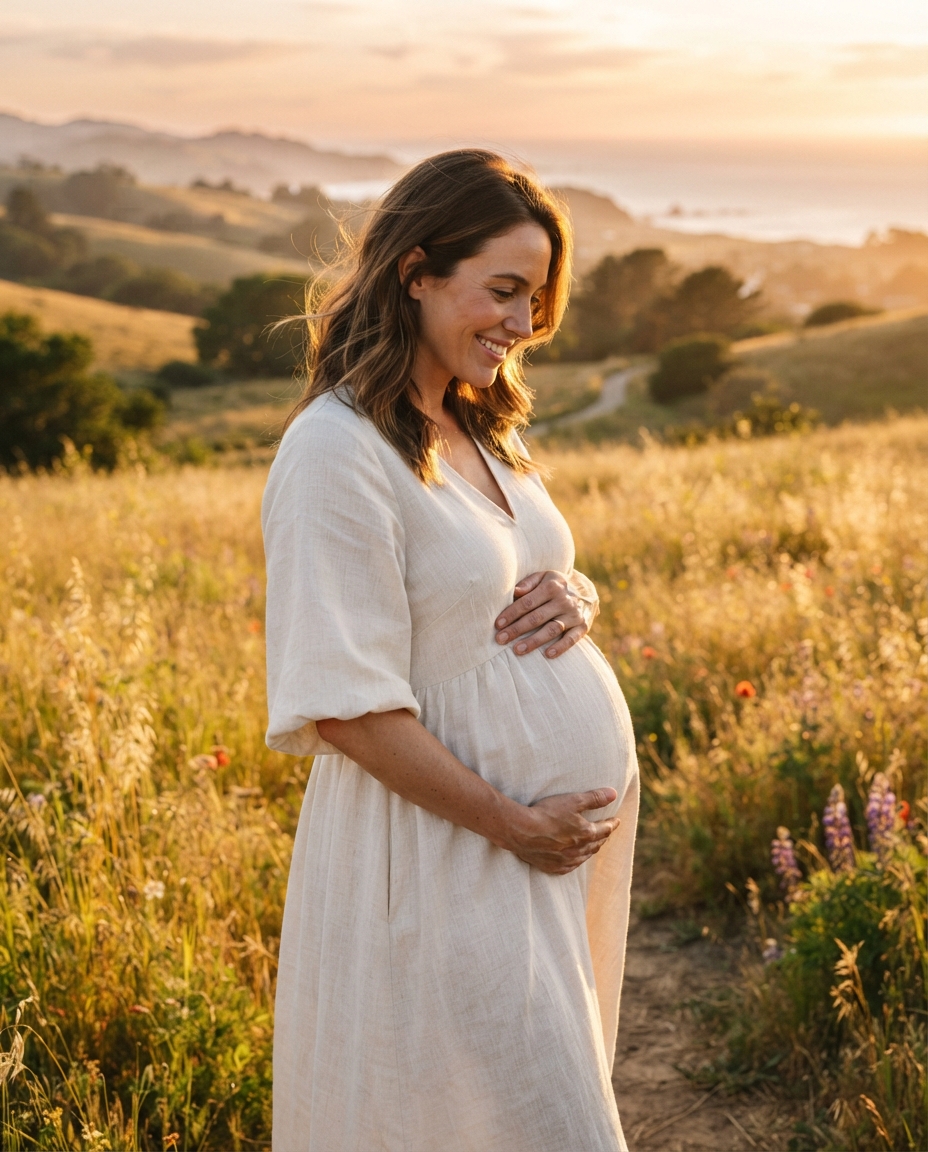 Maternity golden hour AI photo shoot idea created with imageat