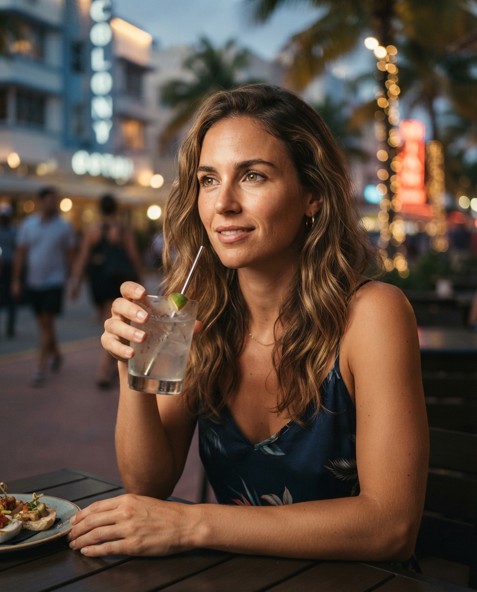 Miami Travel cinematic close-up AI photo shoot idea created with imageat