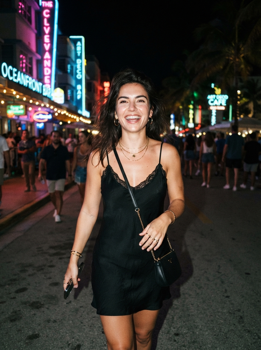 Miami Travel direct flash AI photo shoot idea created with imageat