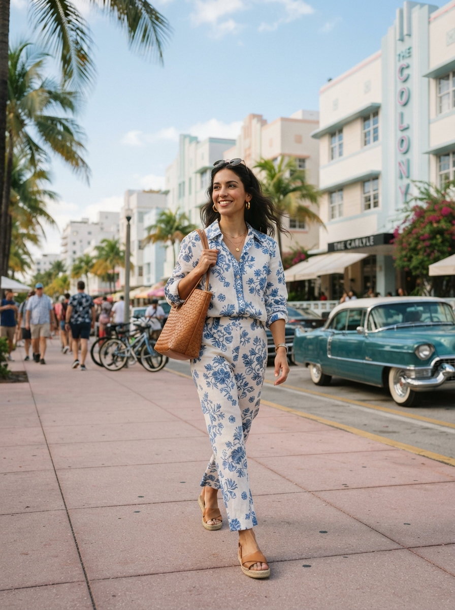 Miami Travel full-body story AI photo shoot idea created with imageat