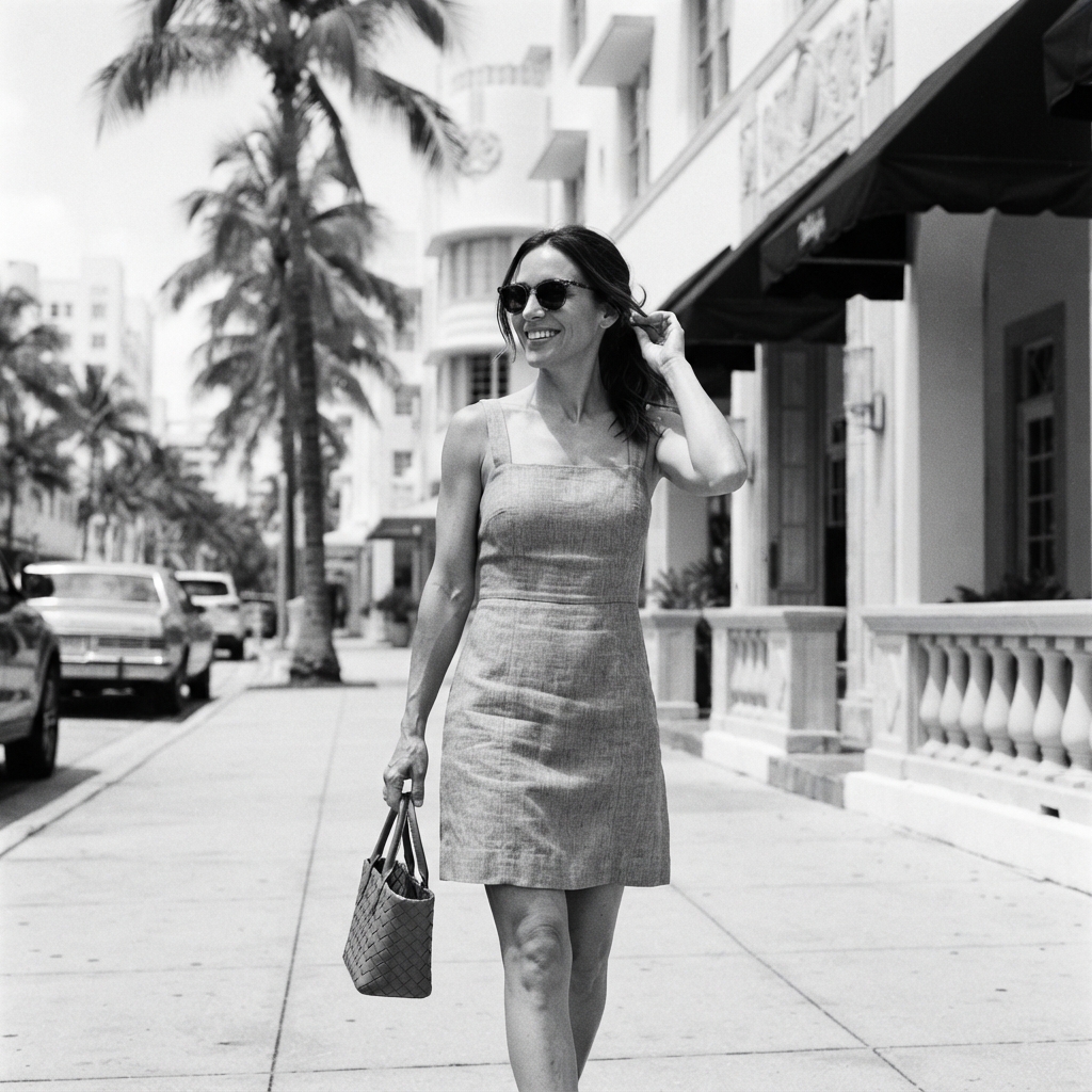 Miami Travel fine-art monochrome AI photo shoot idea created with imageat