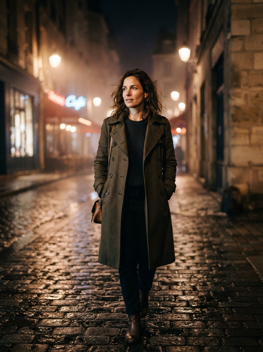 Model Headshots cinematic night AI photo shoot idea created with imageat
