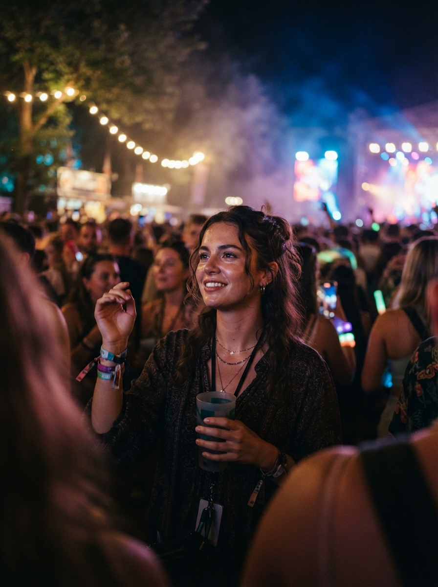 Music Festival cinematic night AI photo shoot idea created with imageat