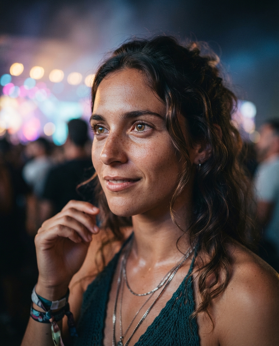 Music Festival cinematic close-up AI photo shoot idea created with imageat