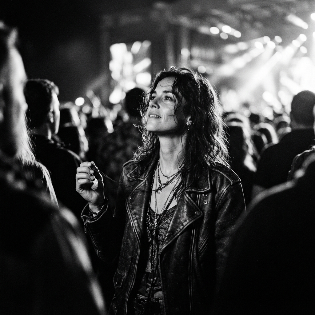 Music Festival fine-art monochrome AI photo shoot idea created with imageat