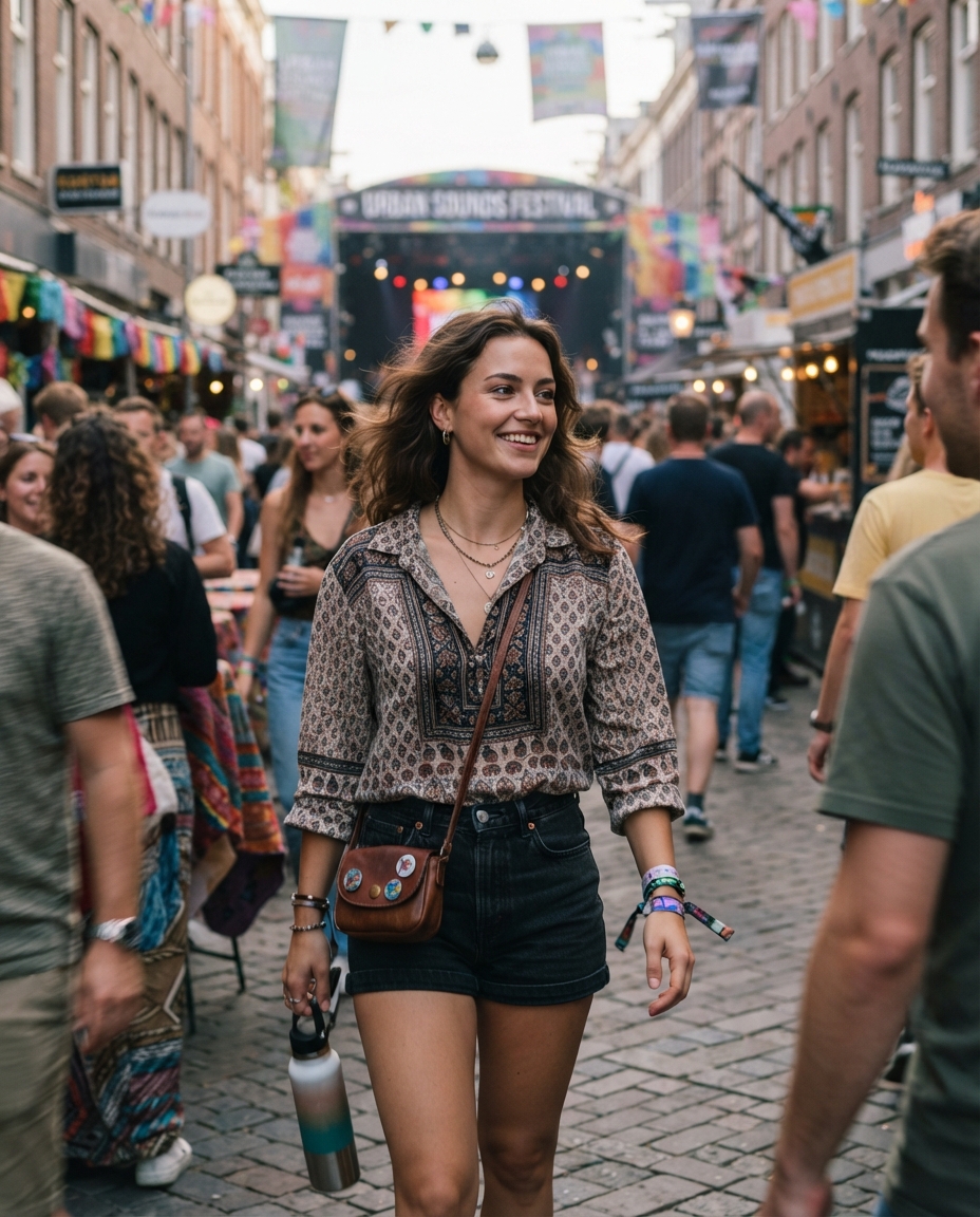Music Festival street candid AI photo shoot idea created with imageat