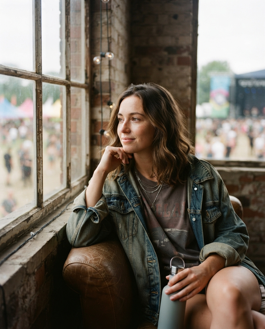 Music Festival natural window light AI photo shoot idea created with imageat