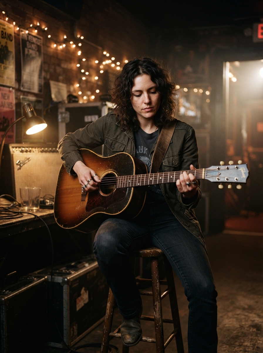 Musician Portraits cinematic night AI photo shoot idea created with imageat