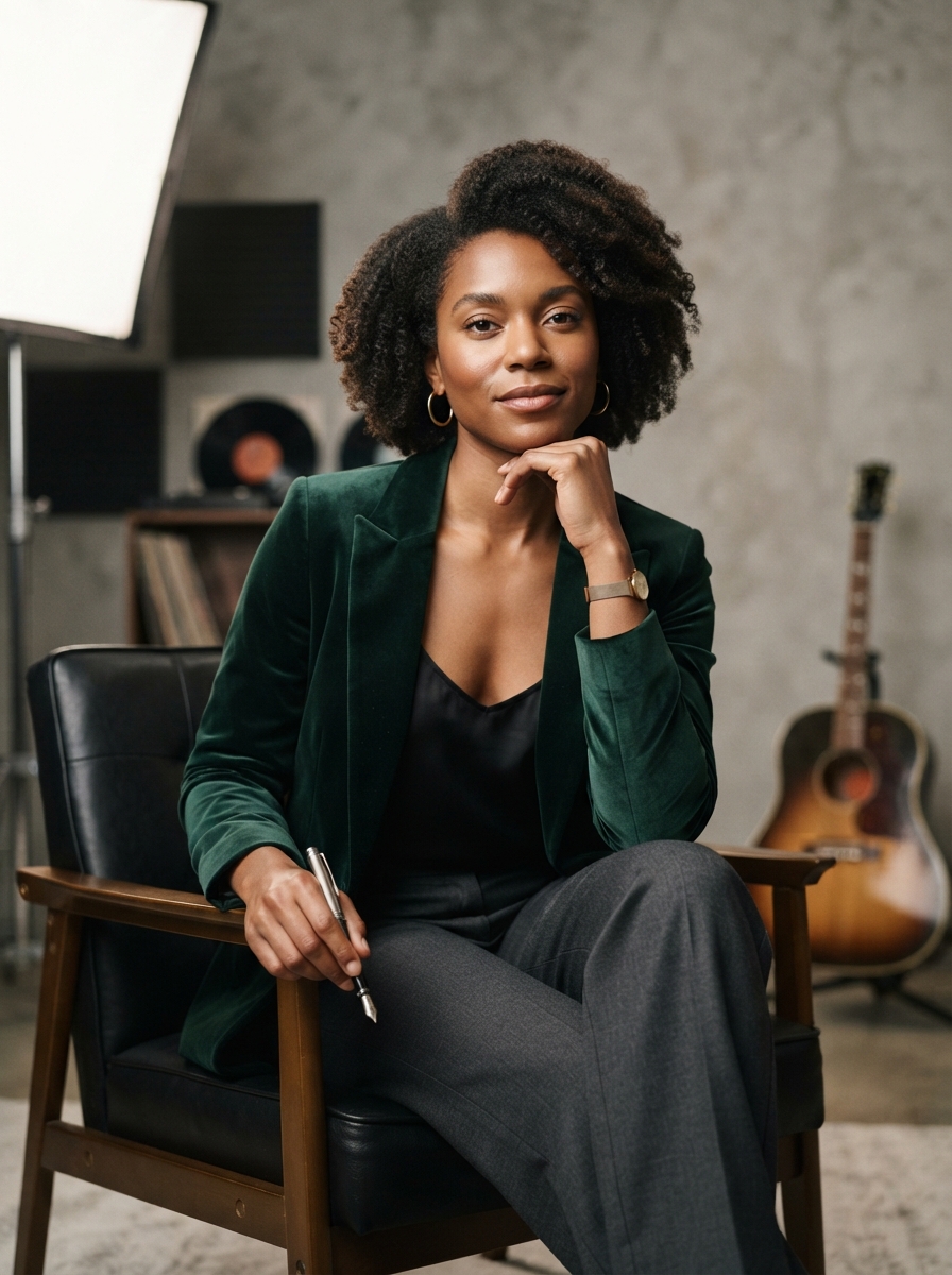 Musician Portraits studio editorial AI photo shoot idea created with imageat