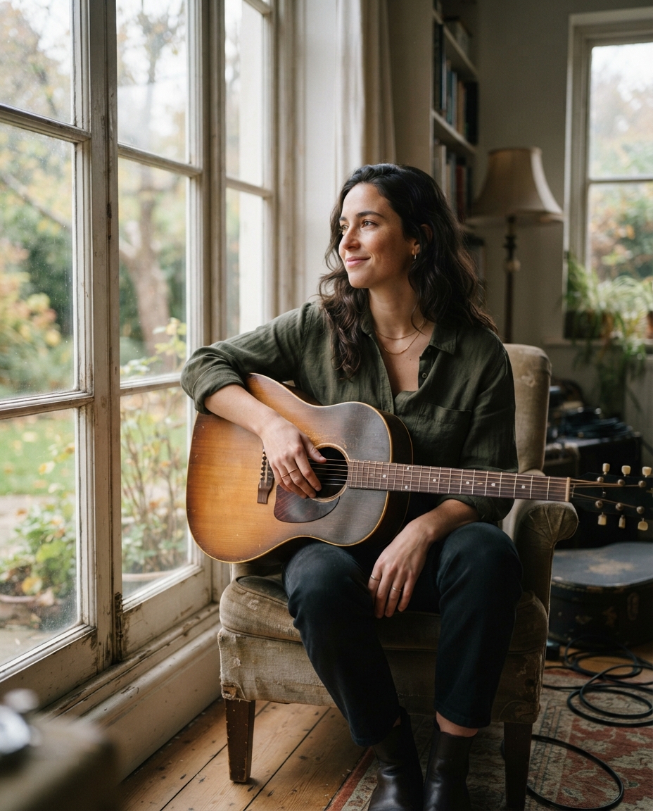 Musician Portraits natural window light AI photo shoot idea created with imageat