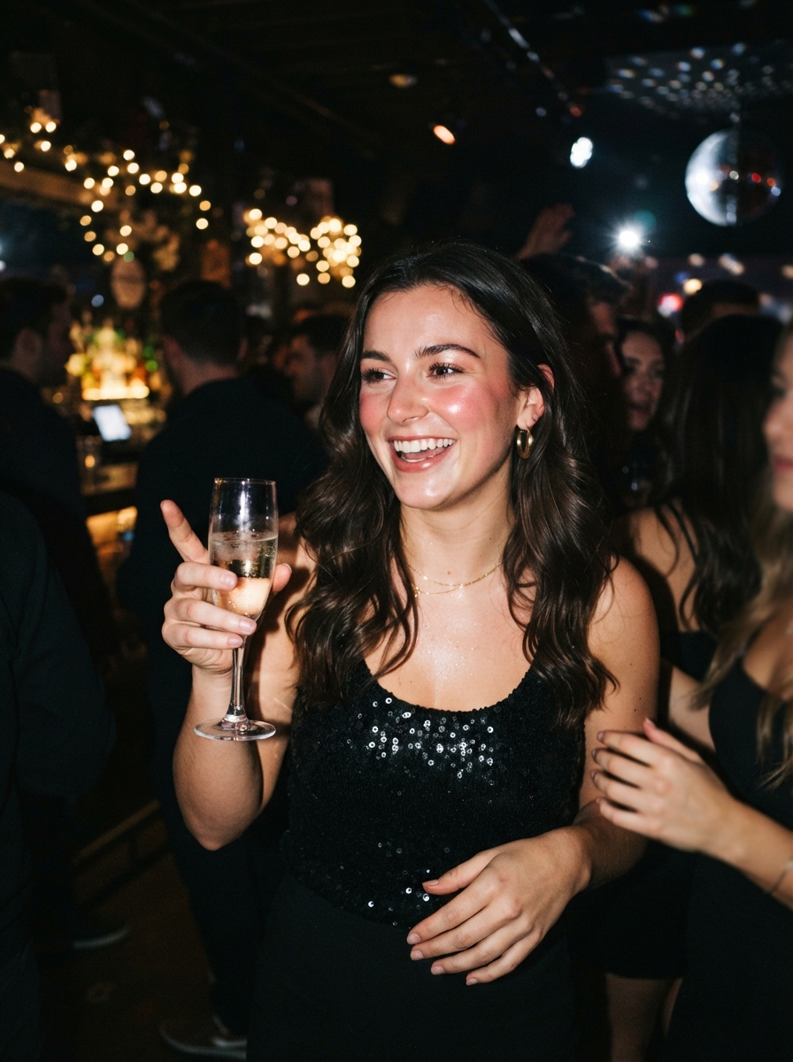 New Year's Eve direct flash AI photo shoot idea created with imageat