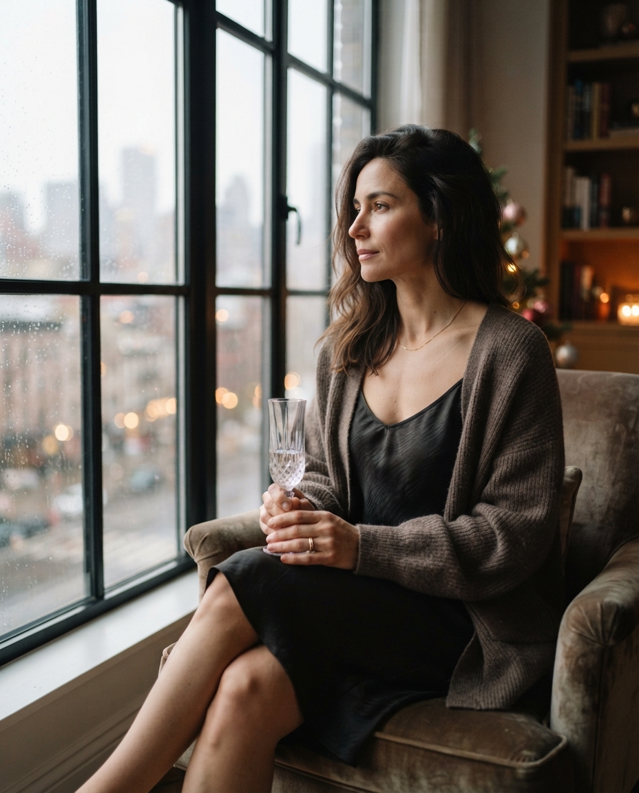 New Year's Eve natural window light AI photo shoot idea created with imageat