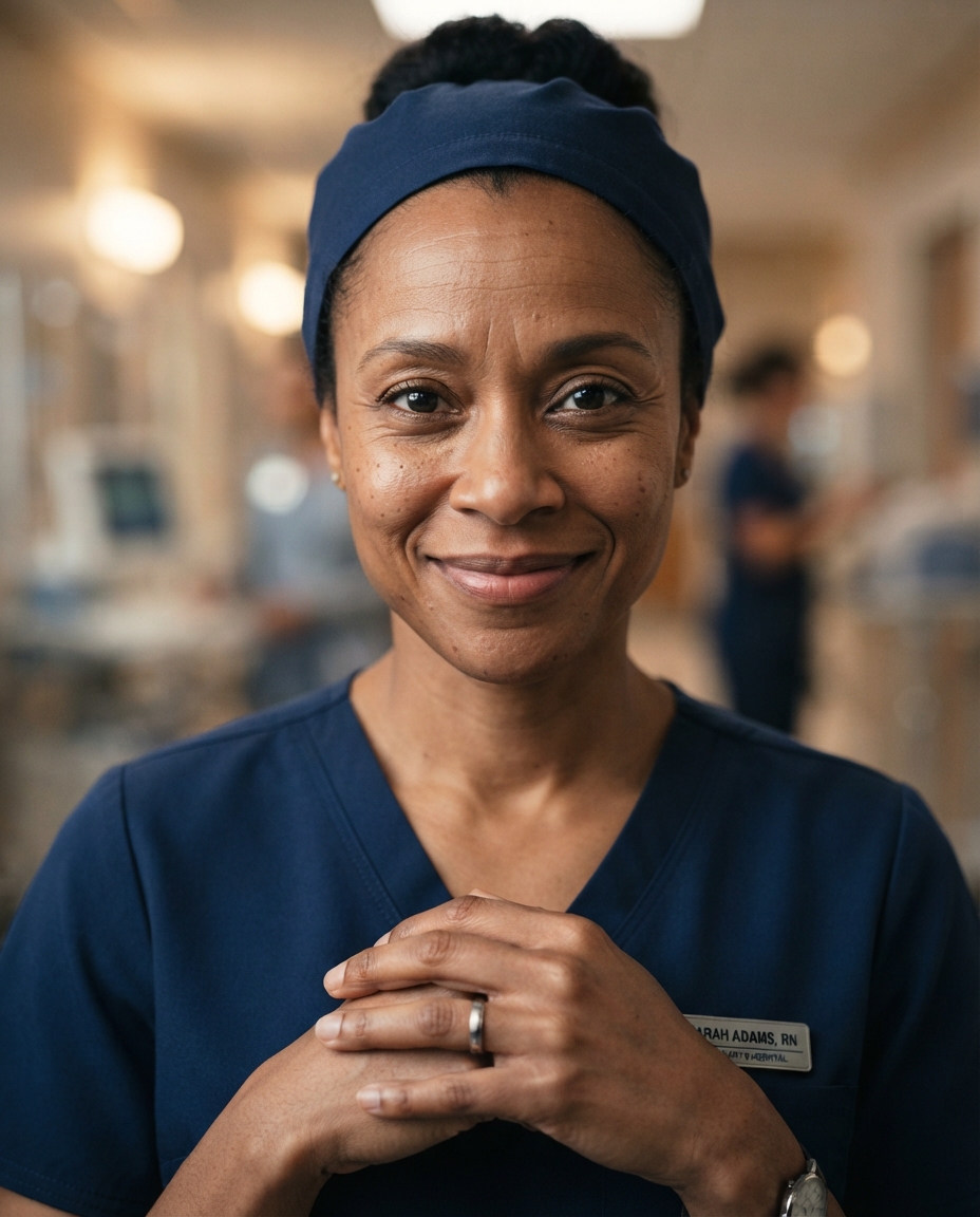 Nurse Headshots cinematic close-up AI photo shoot idea created with imageat