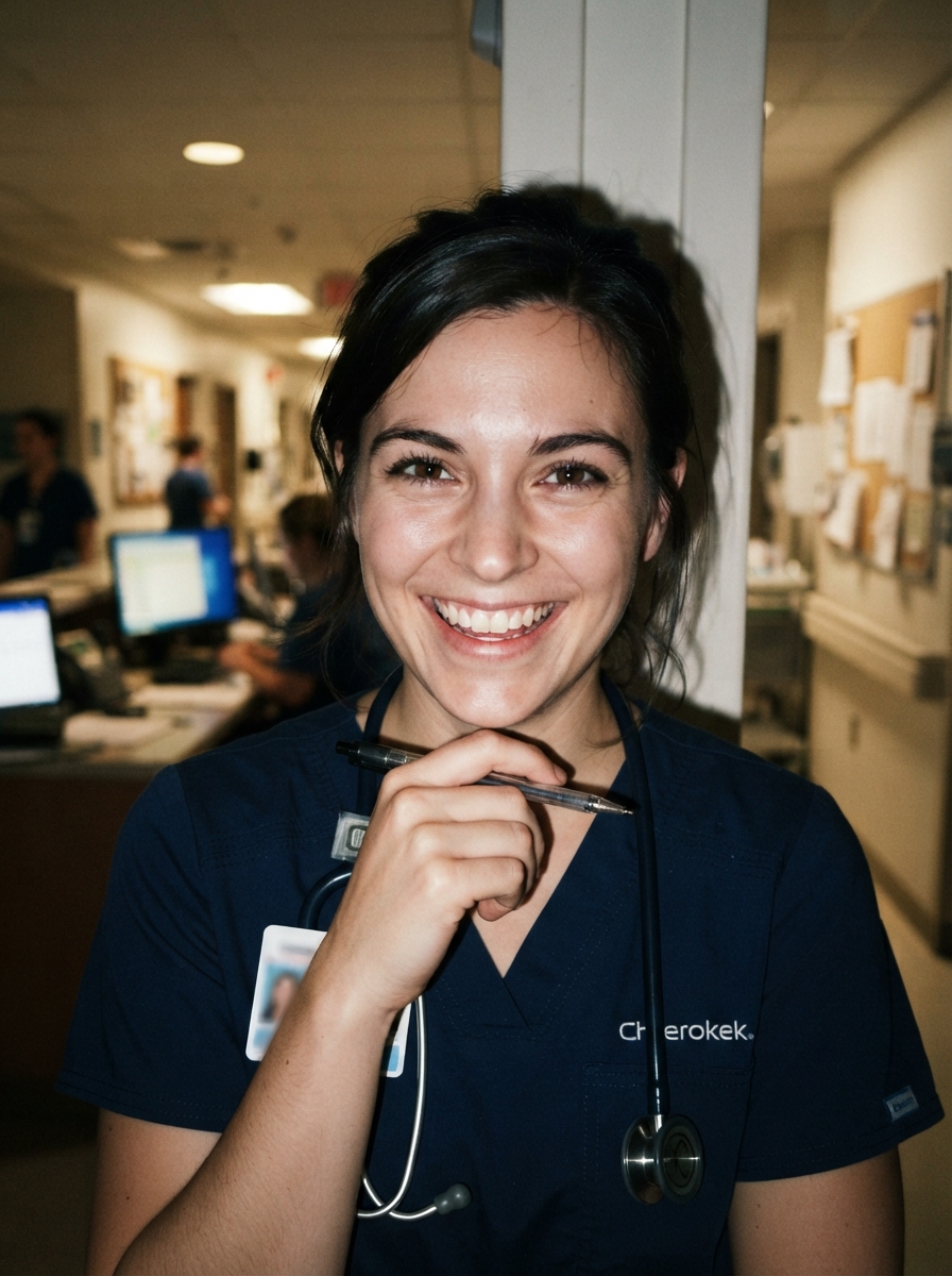 Nurse Headshots direct flash AI photo shoot idea created with imageat