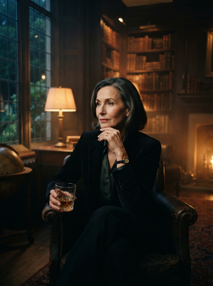 Old Money cinematic night AI photo shoot idea created with imageat