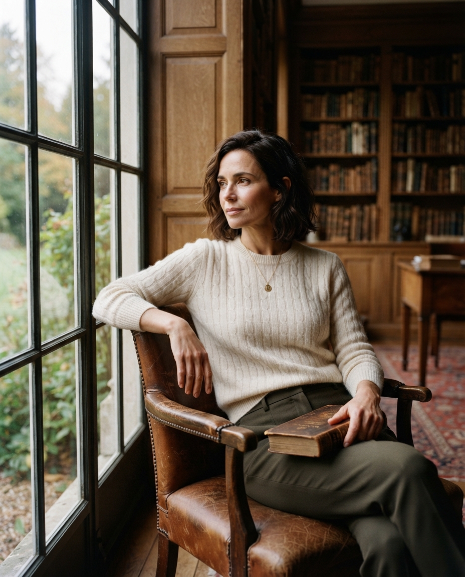 Old Money natural window light AI photo shoot idea created with imageat