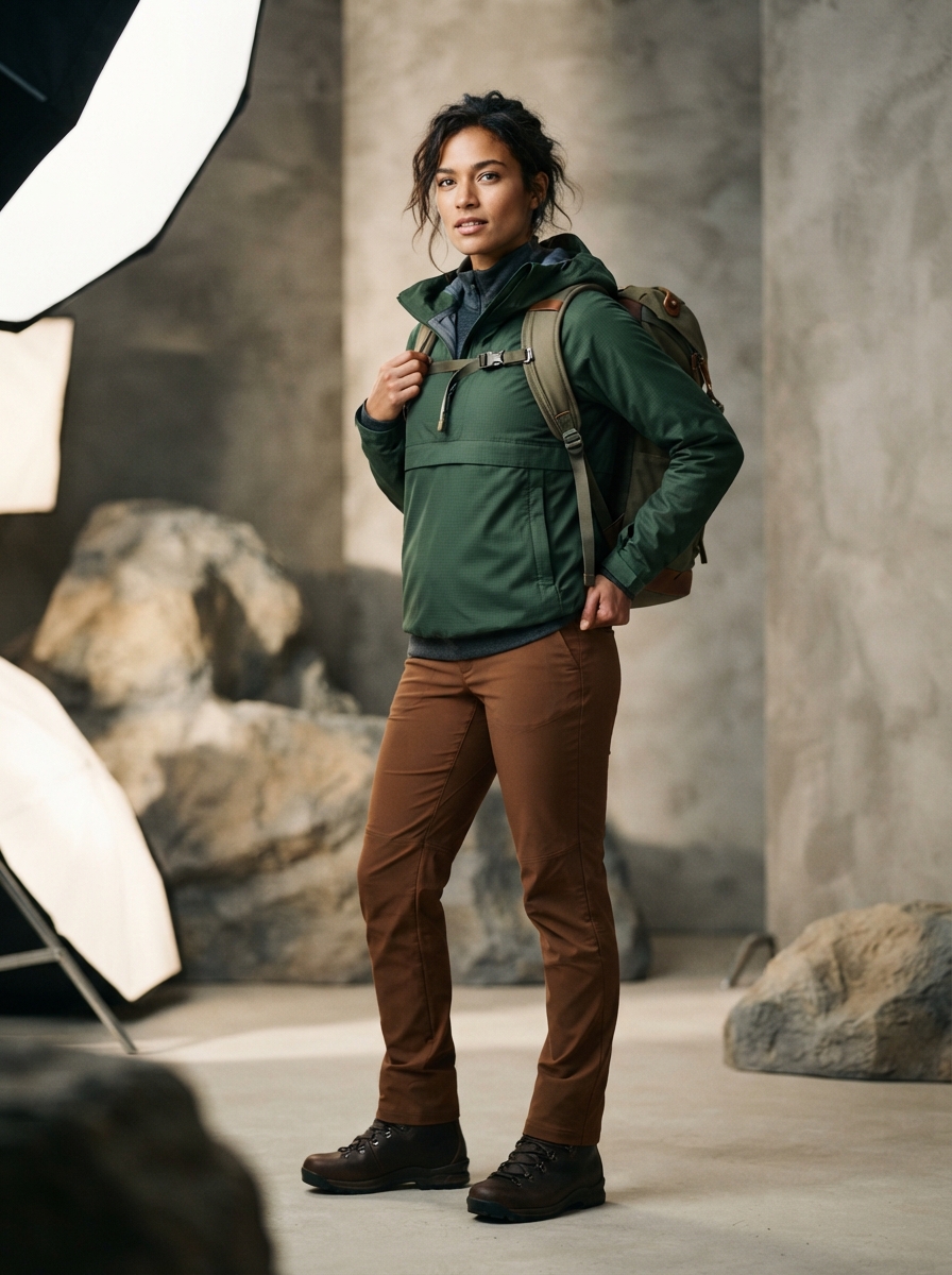 Outdoor Adventure studio editorial AI photo shoot idea created with imageat