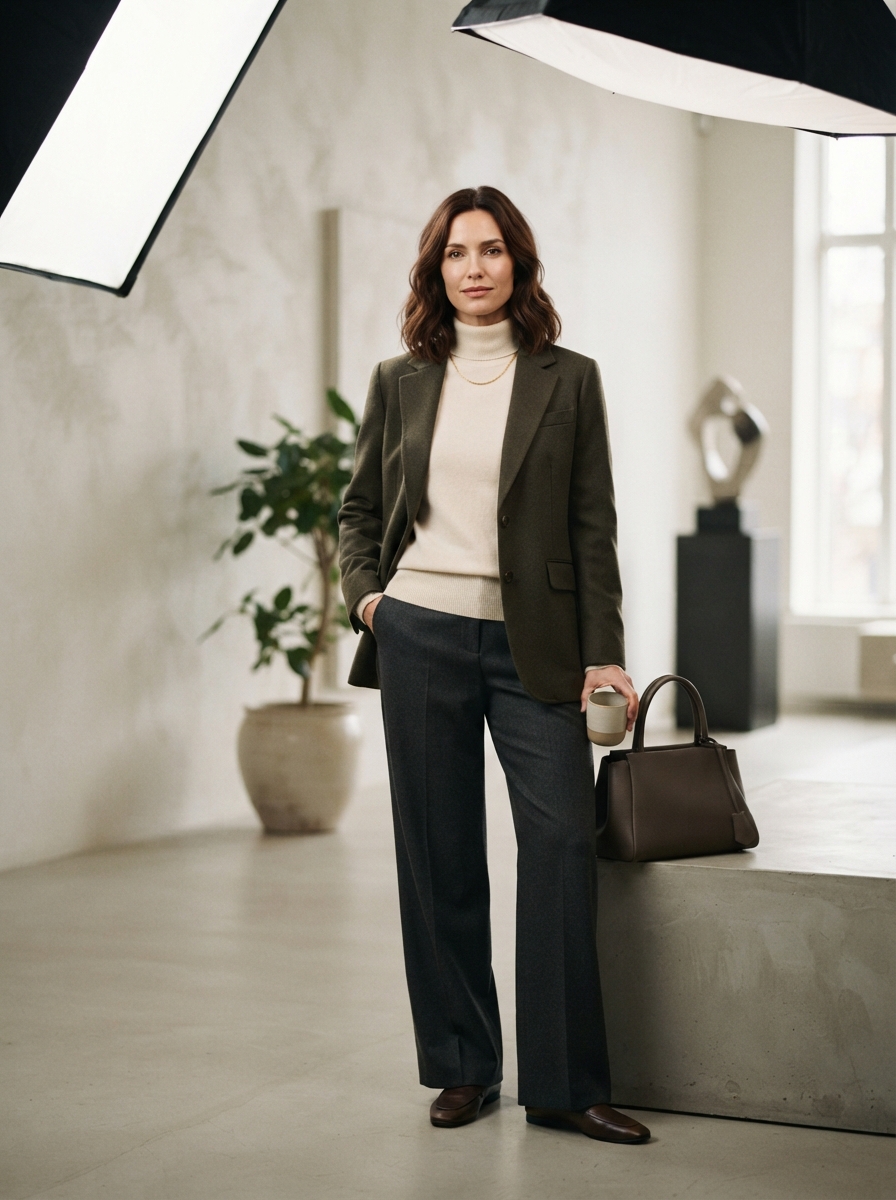 Quiet Luxury studio editorial AI photo shoot idea created with imageat