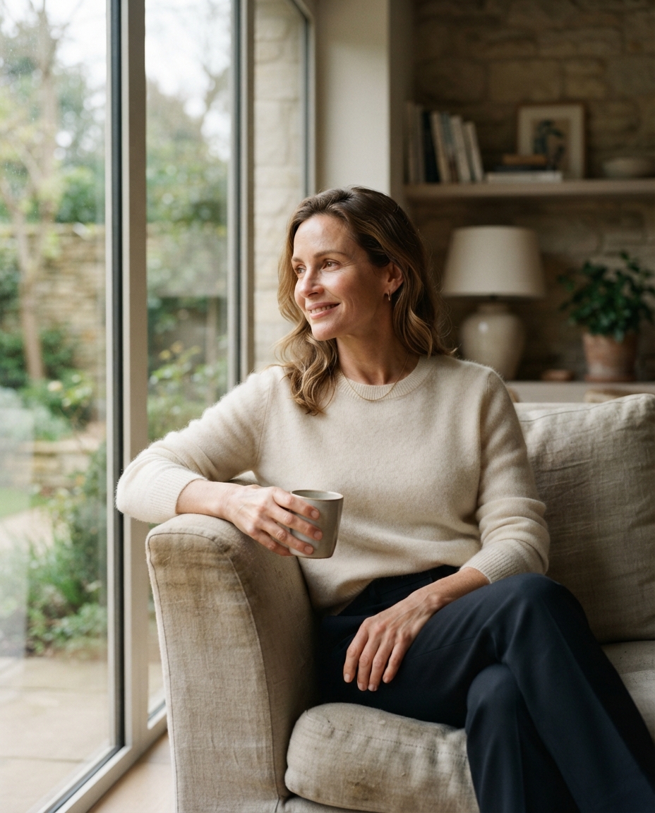 Quiet Luxury natural window light AI photo shoot idea created with imageat