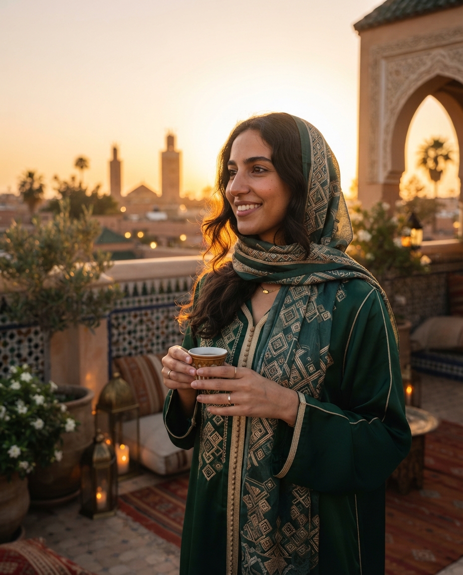 Ramadan golden hour AI photo shoot idea created with imageat