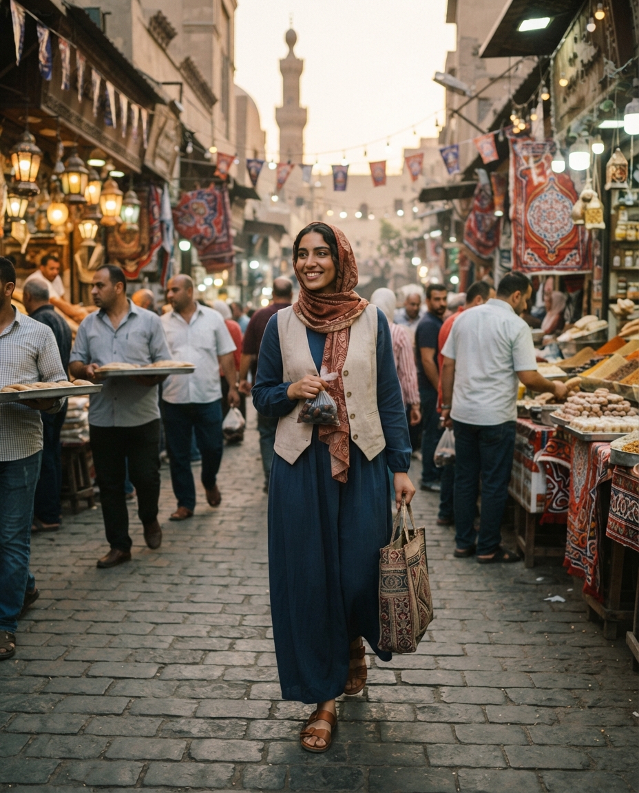 Ramadan street candid AI photo shoot idea created with imageat