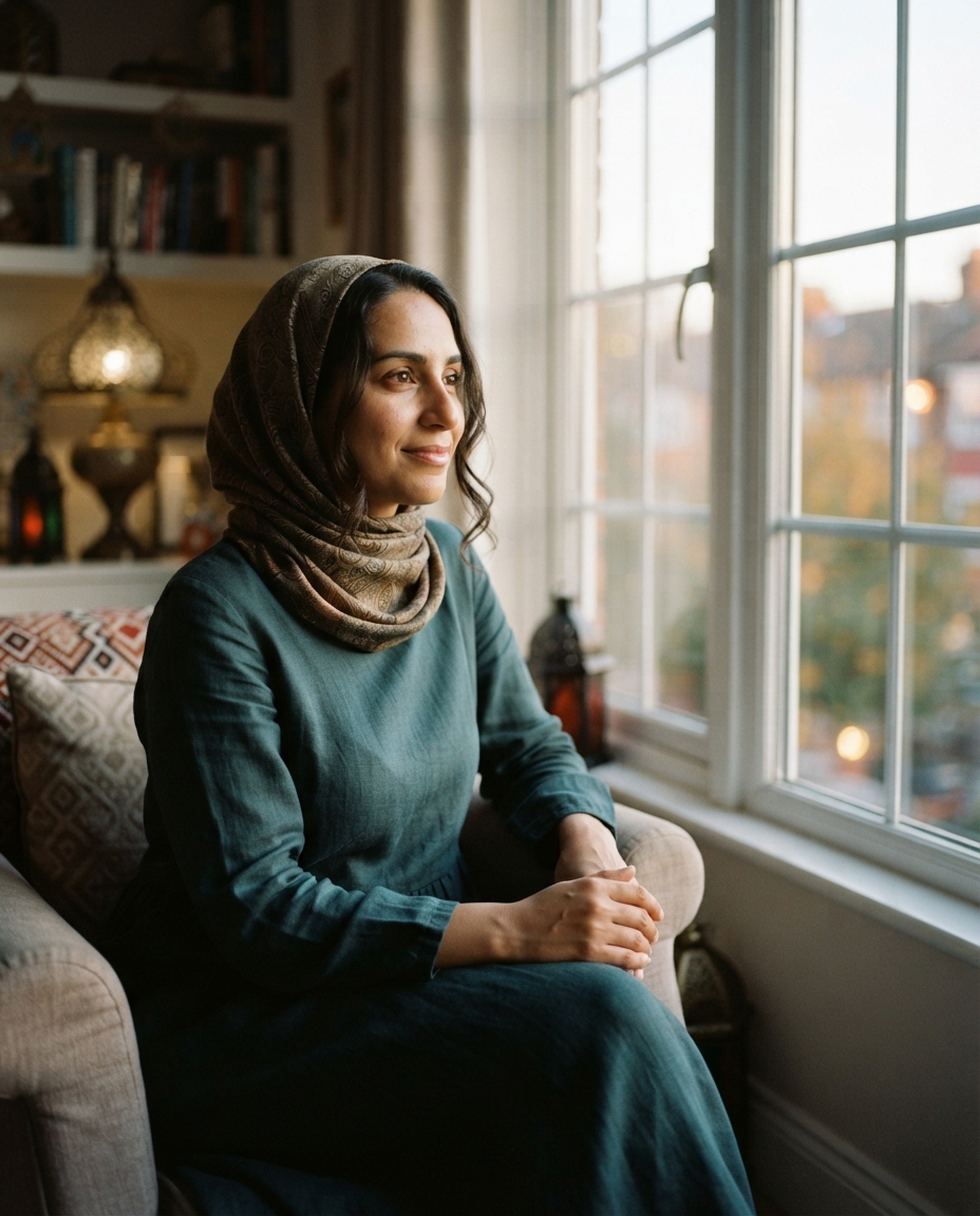Ramadan natural window light AI photo shoot idea created with imageat