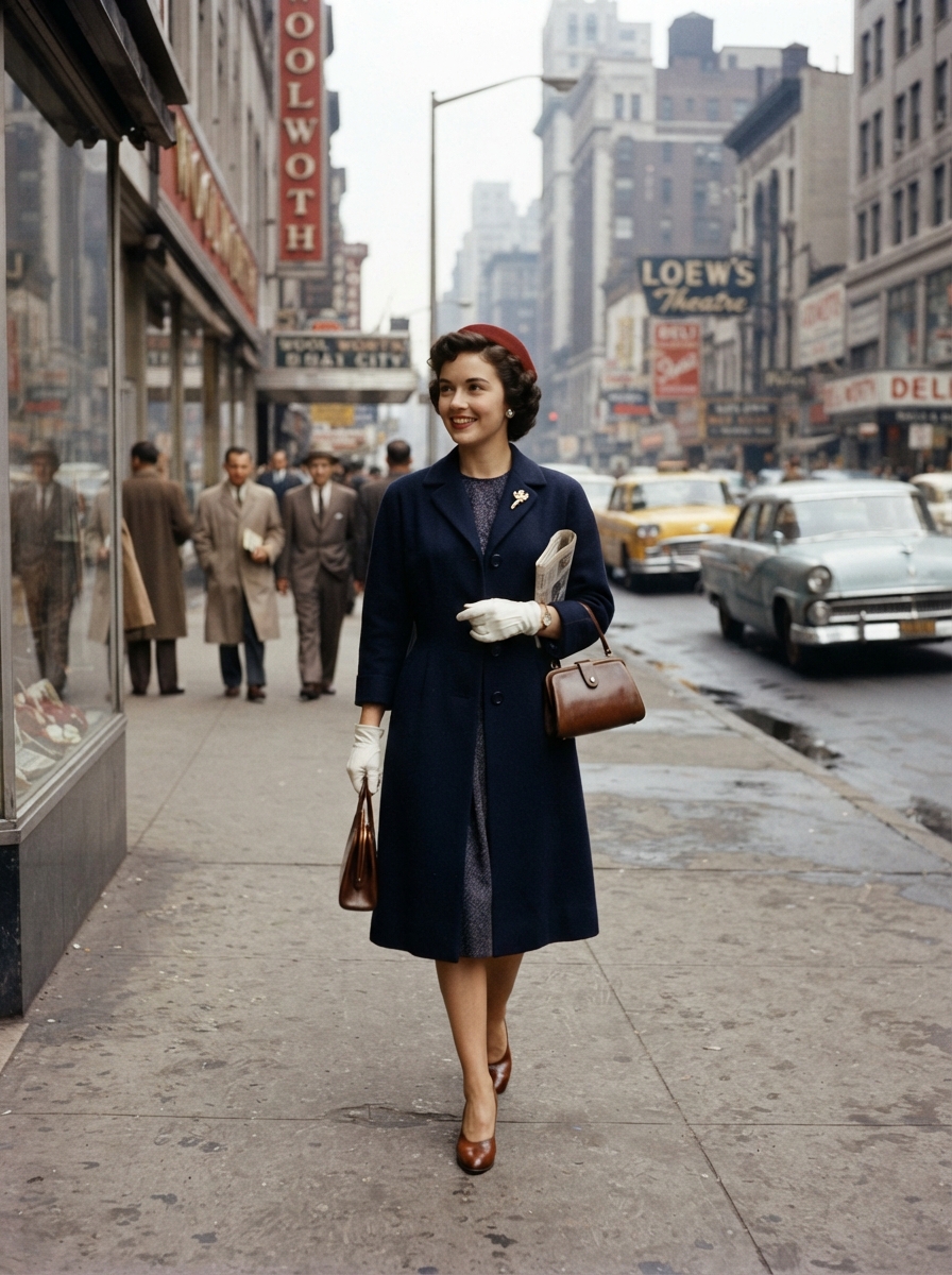 Retro 1950s full-body story AI photo shoot idea created with imageat