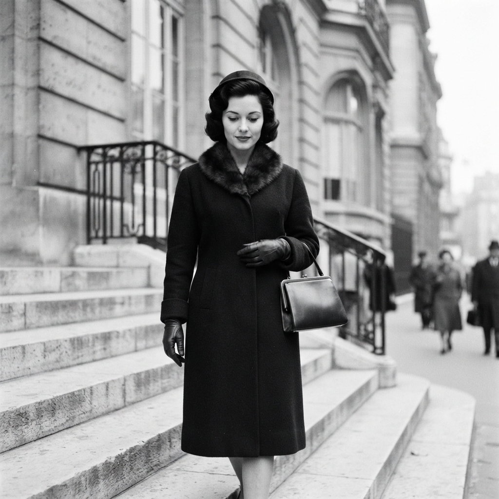 Retro 1950s fine-art monochrome AI photo shoot idea created with imageat