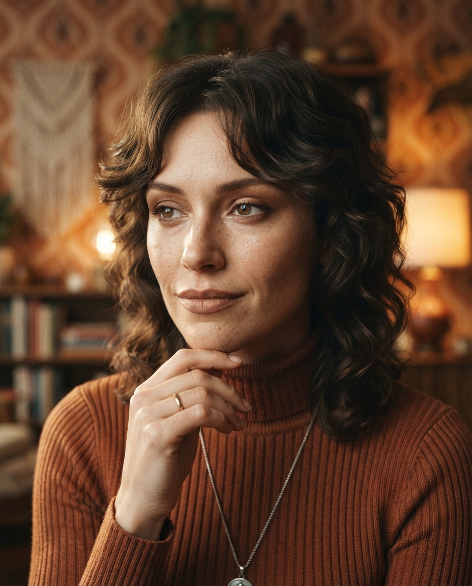 Retro 1970s cinematic close-up AI photo shoot idea created with imageat