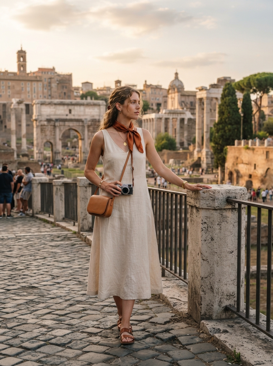 Rome Travel full-body story AI photo shoot idea created with imageat