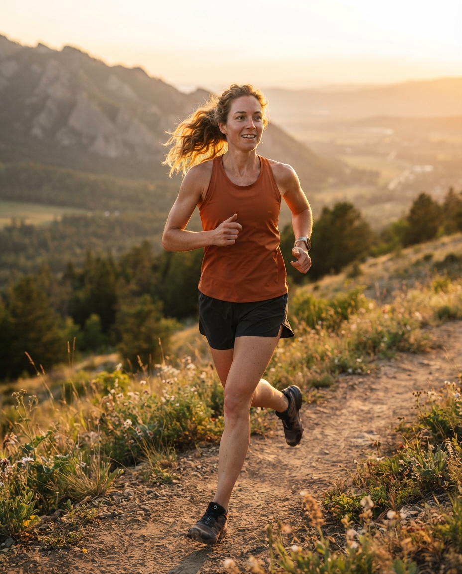 Running golden hour AI photo shoot idea created with imageat