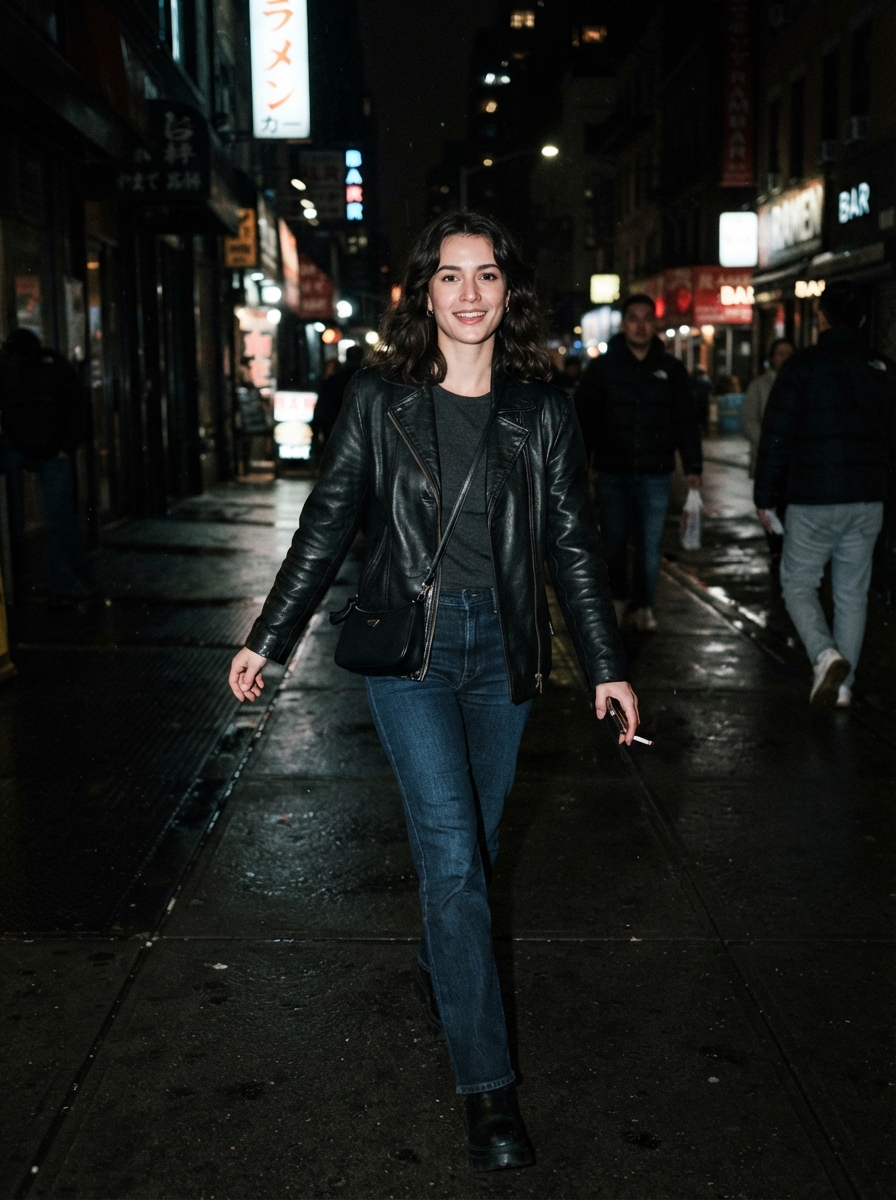 Street Style direct flash AI photo shoot idea created with imageat
