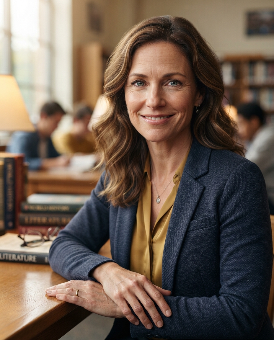 Teacher Headshots cinematic close-up AI photo shoot idea created with imageat