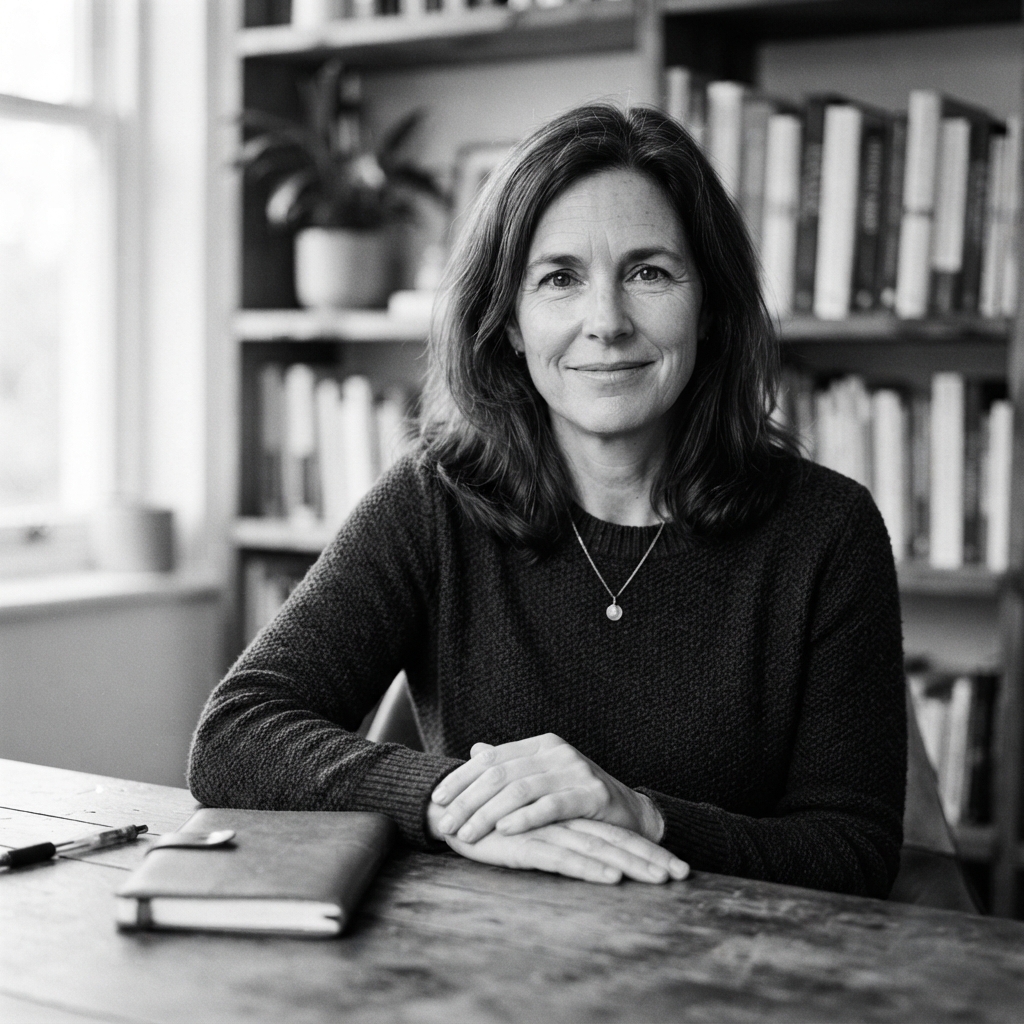 Therapist Headshots fine-art monochrome AI photo shoot idea created with imageat