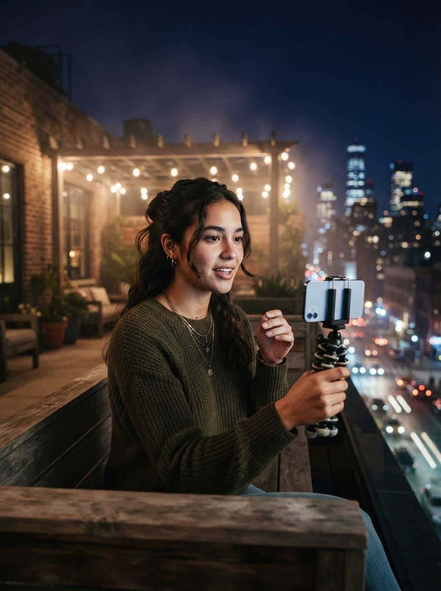 TikTok cinematic night AI photo shoot idea created with imageat