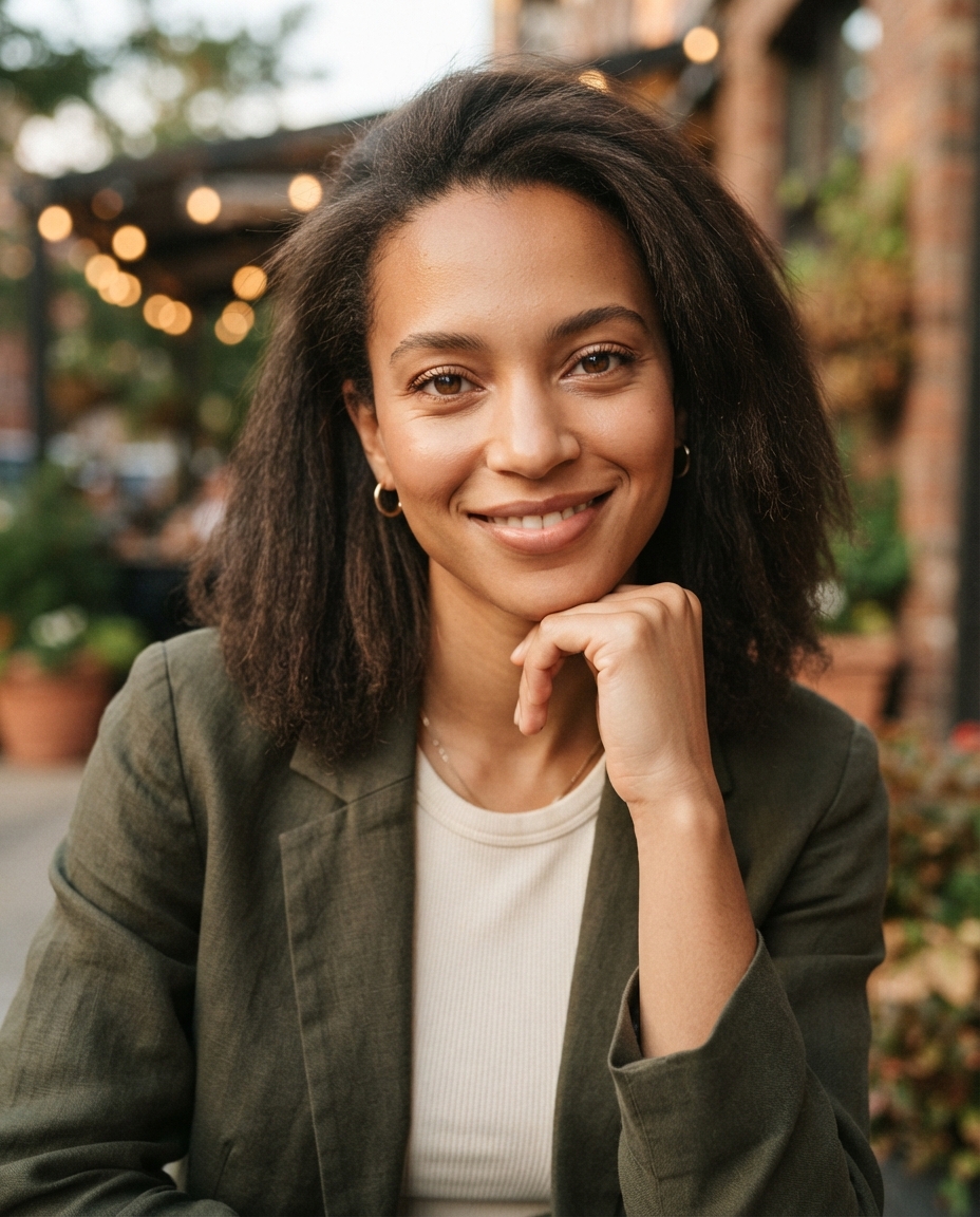 Tinder Photos cinematic close-up AI photo shoot idea created with imageat
