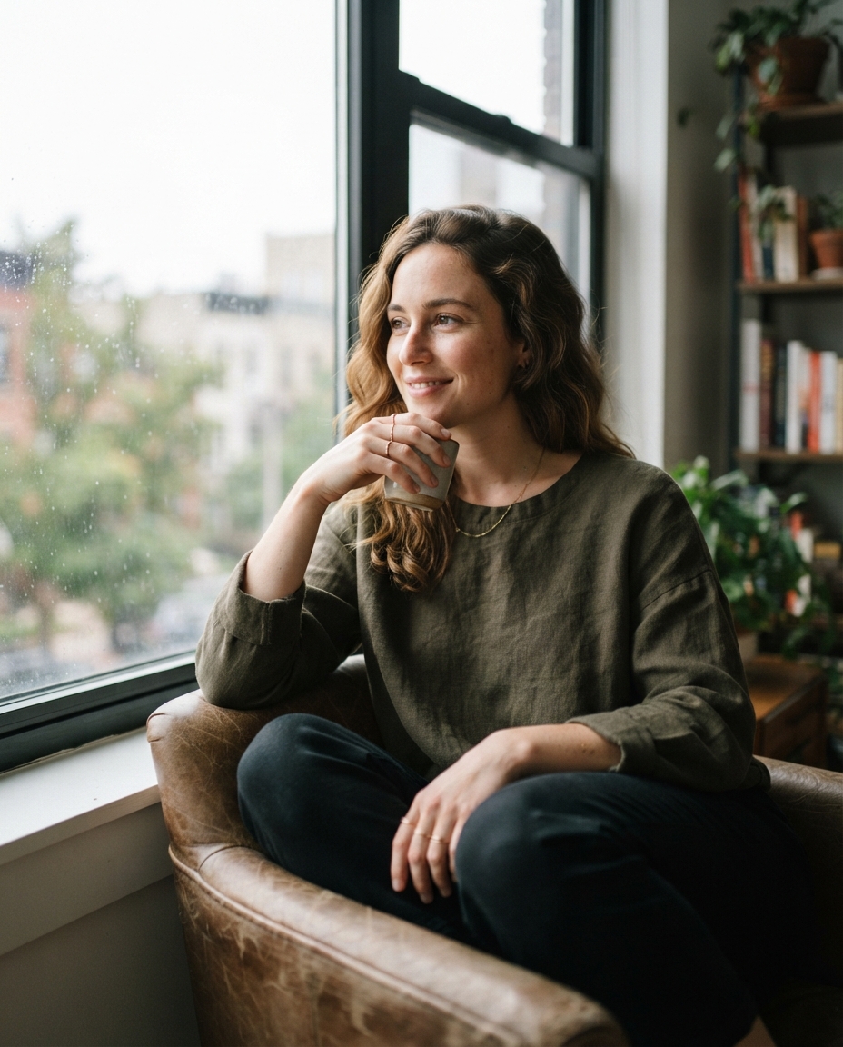 Tinder Photos natural window light AI photo shoot idea created with imageat