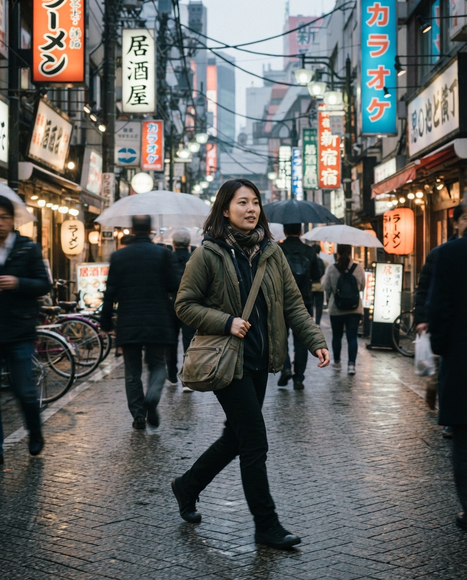 Tokyo Travel street candid AI photo shoot idea created with imageat