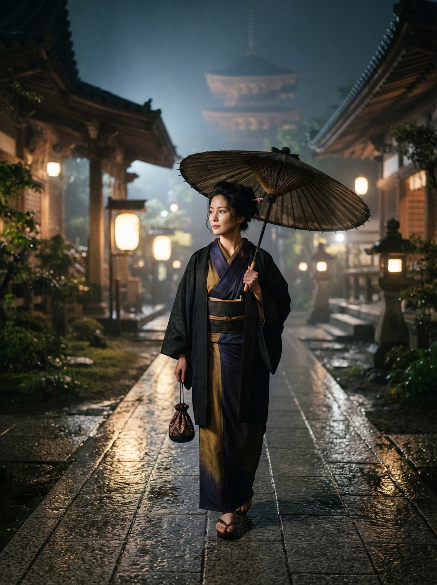 Traditional Clothing cinematic night AI photo shoot idea created with imageat