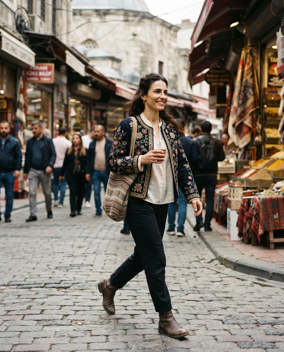 Traditional Clothing street candid AI photo shoot idea created with imageat