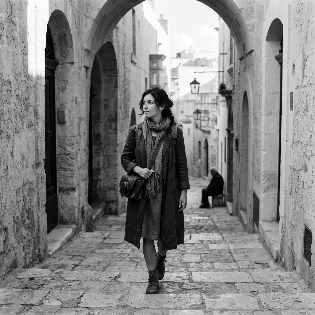Travel Photography fine-art monochrome AI photo shoot idea created with imageat