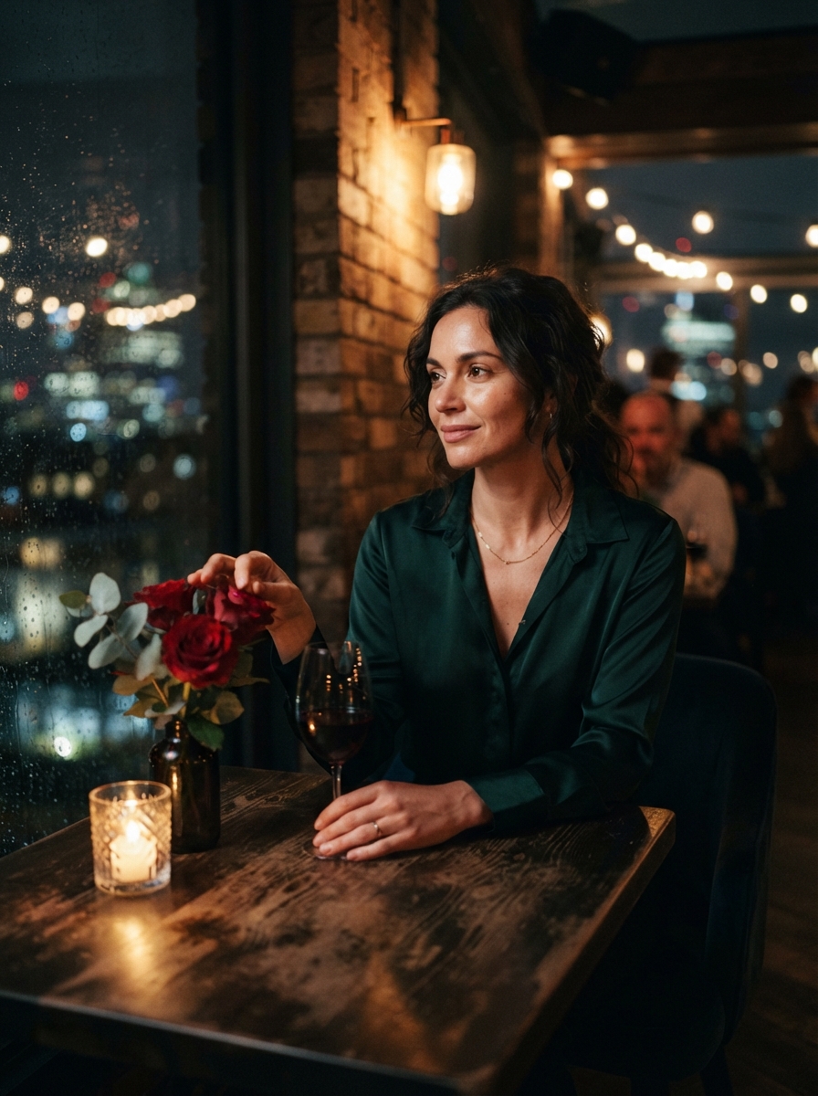 Valentine's Day cinematic night AI photo shoot idea created with imageat