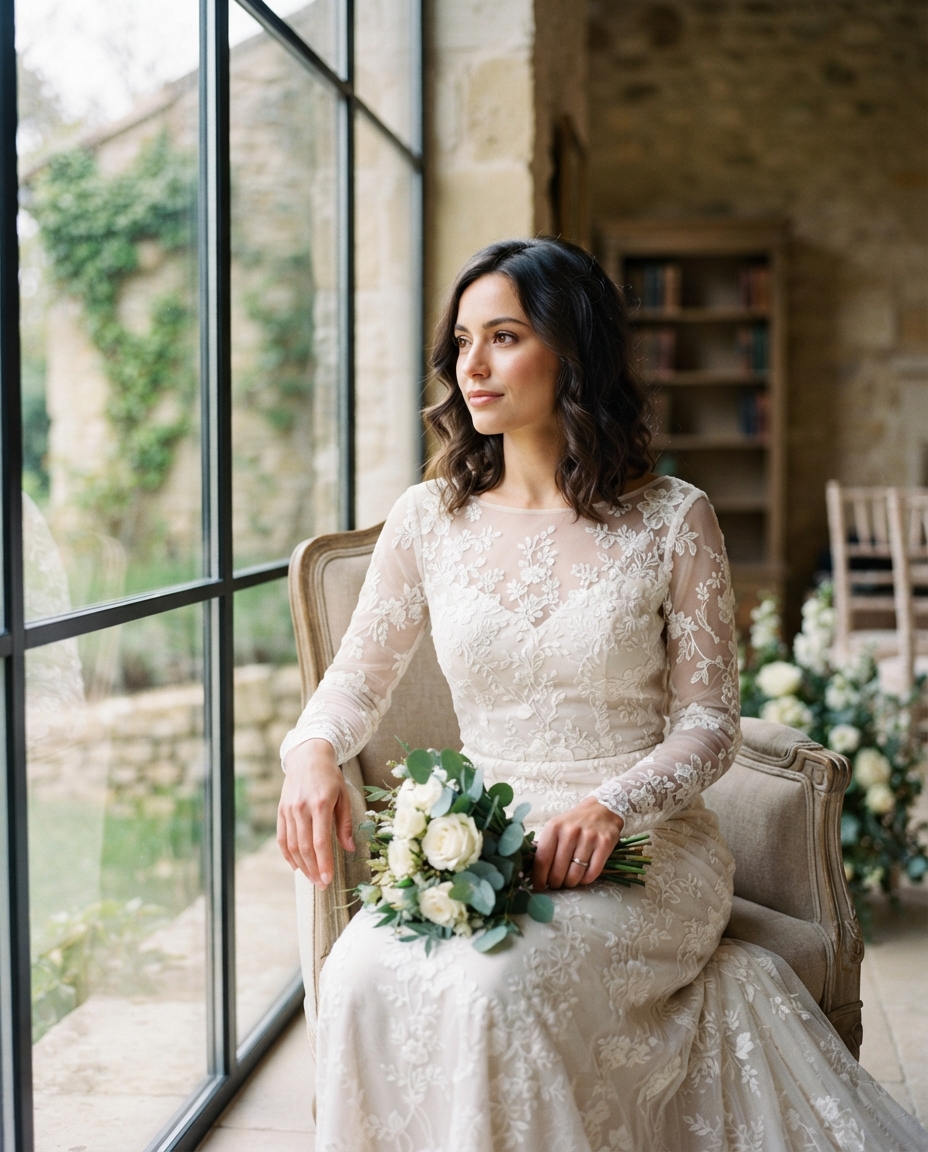 Wedding natural window light AI photo shoot idea created with imageat