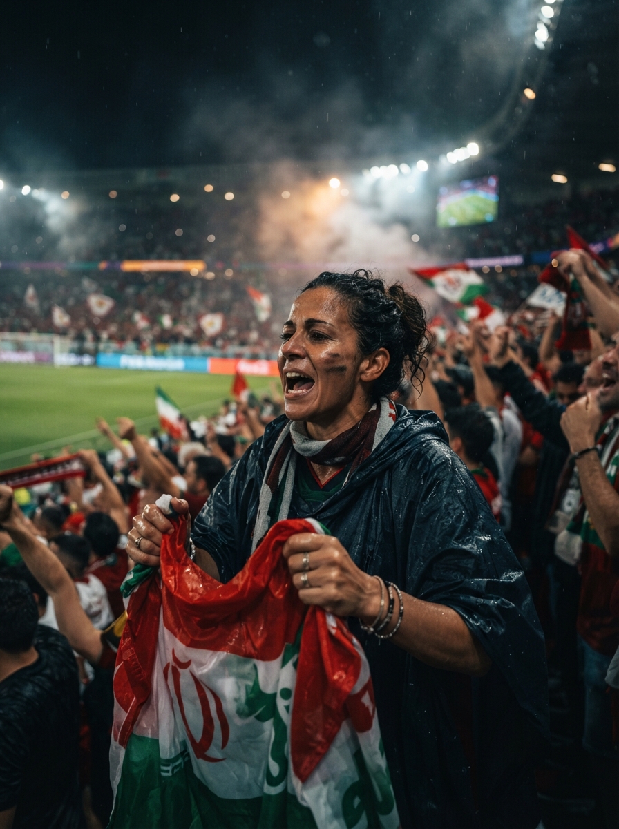 World Cup Fan cinematic night AI photo shoot idea created with imageat