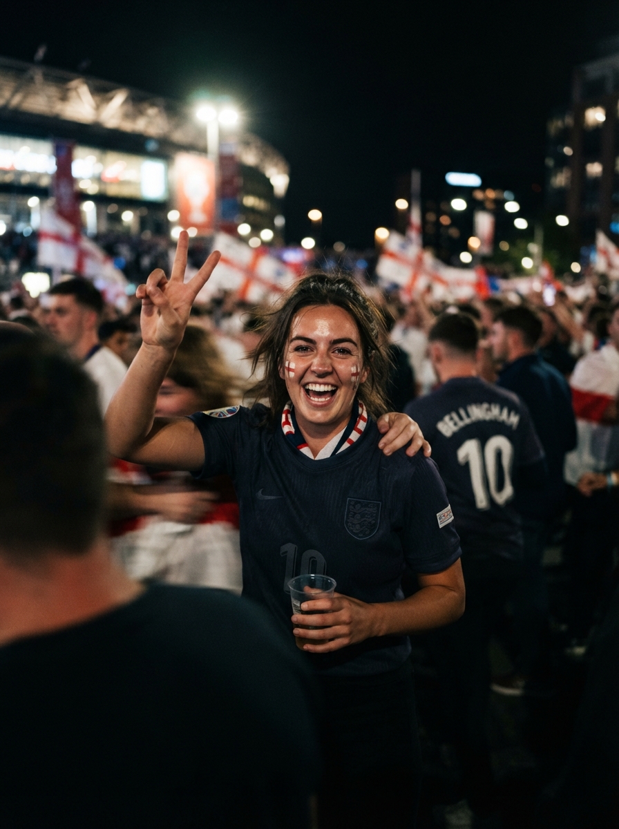 World Cup Fan direct flash AI photo shoot idea created with imageat
