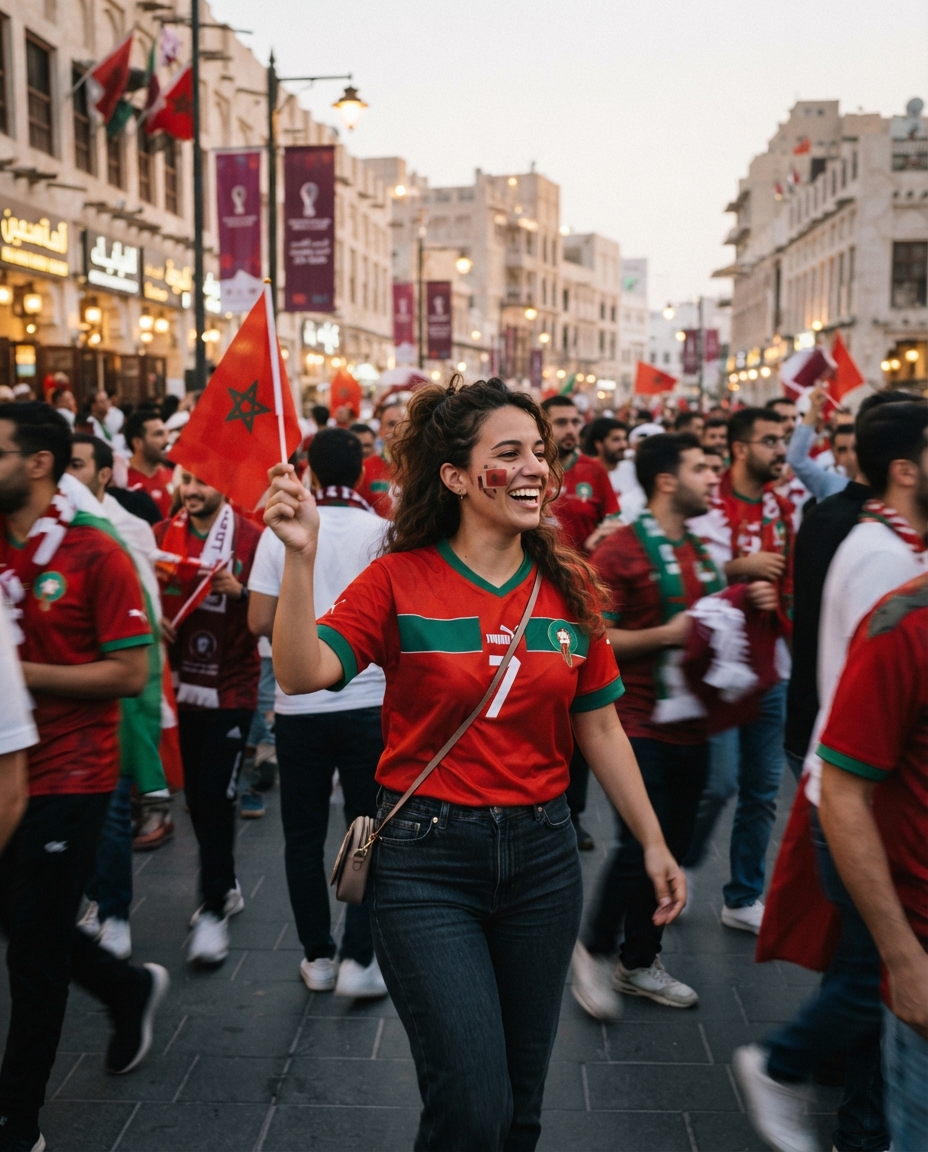 World Cup Fan street candid AI photo shoot idea created with imageat