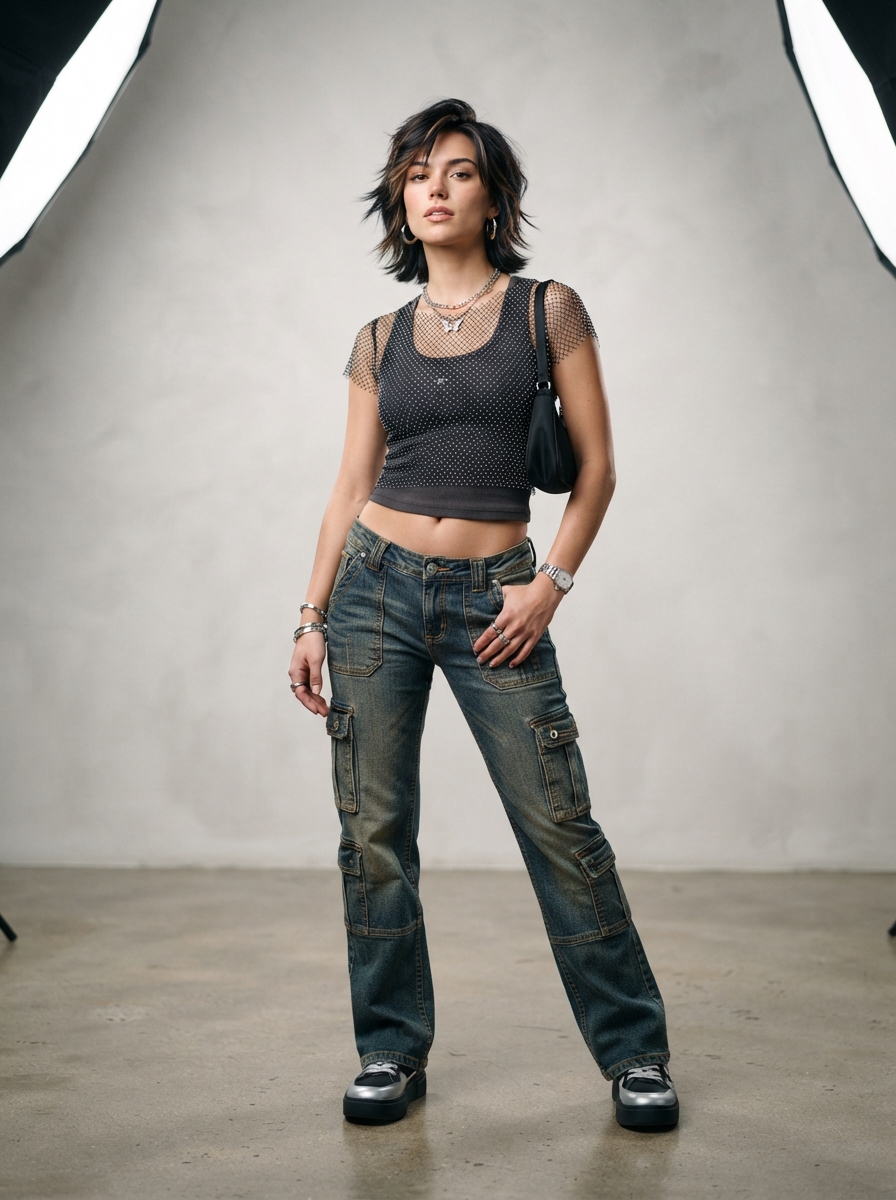 Y2K Aesthetic studio editorial AI photo shoot idea created with imageat