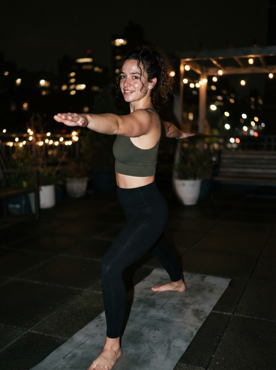 Yoga direct flash AI photo shoot idea created with imageat