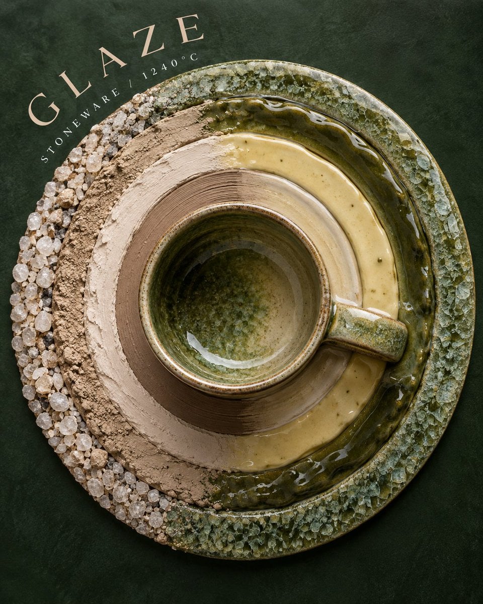 Example image 3 for Celadon Tea Bowl Kiln Rings Product Poster Prompt