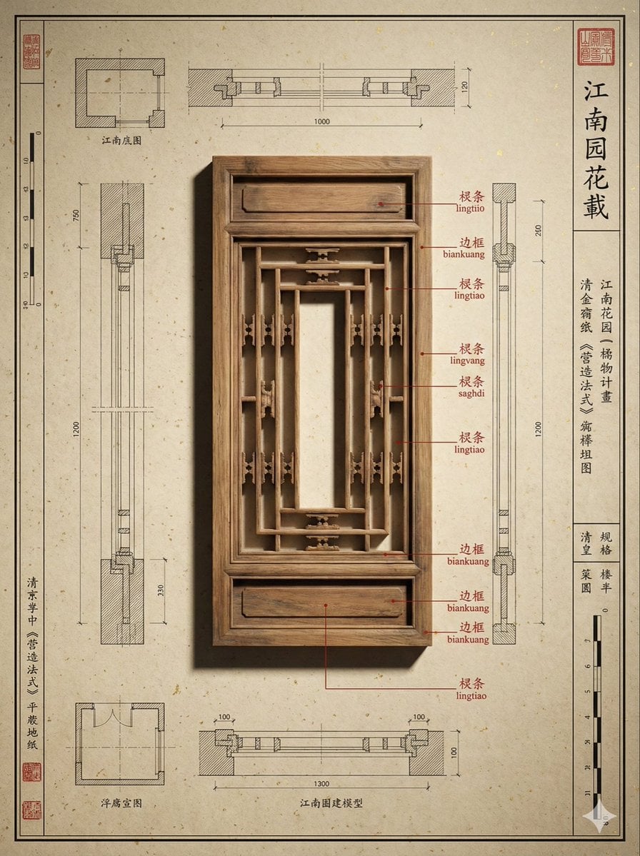 Example image 2 for Chinese Architecture Archive Model and Blueprint Prompt